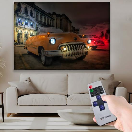 Led Işıklı Uzaktan Kumandalı Araba Kanvas Tablo