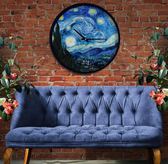 The Starry Night Klasik 70 Cm Ahşap Duvar Saati