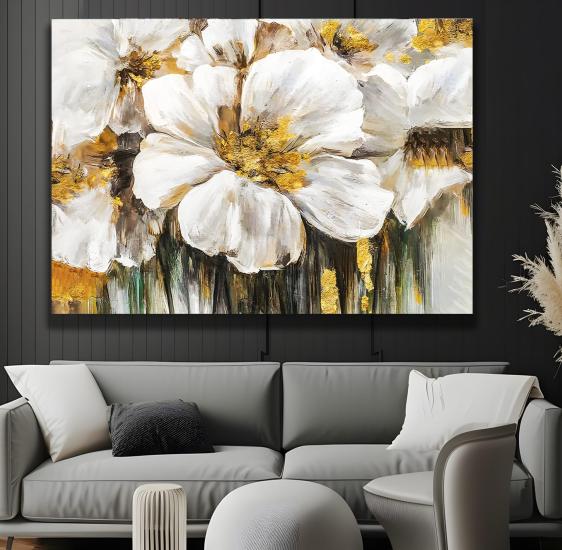 Beyaz Çiçek Kanvas Tablo