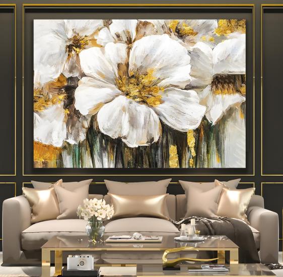 Beyaz Çiçek Kanvas Tablo