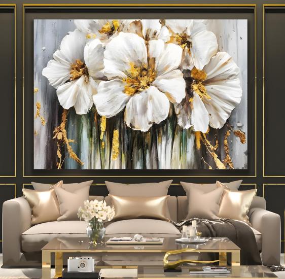 Beyaz Çiçek Kanvas Tablo