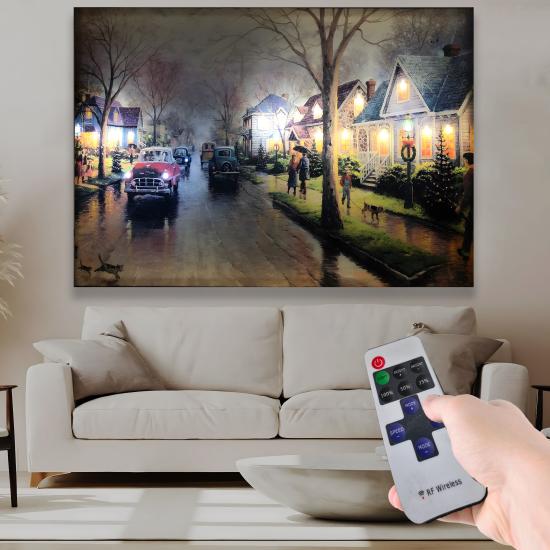 Led Işıklı Uzaktan Kumanda Tarihi Ev Kanvas Tablo
