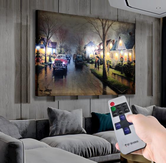 Led Işıklı Uzaktan Kumanda Tarihi Ev Kanvas Tablo