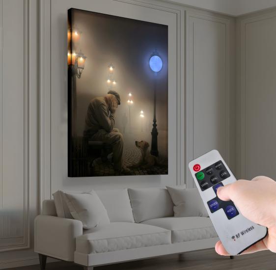 Led Işıklı Uzaktan Kumanda Yalnızlık Kanvas Tablo