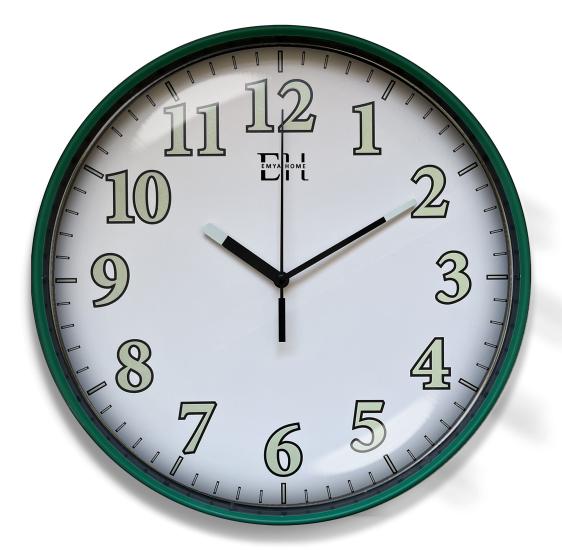 Fosforlu Duvar Saati Yeşil - 29 cm
