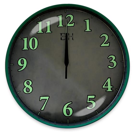 Fosforlu Duvar Saati Yeşil - 29 cm
