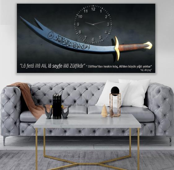 Saatli Zülfikar Panoramik Kanvas Tablo