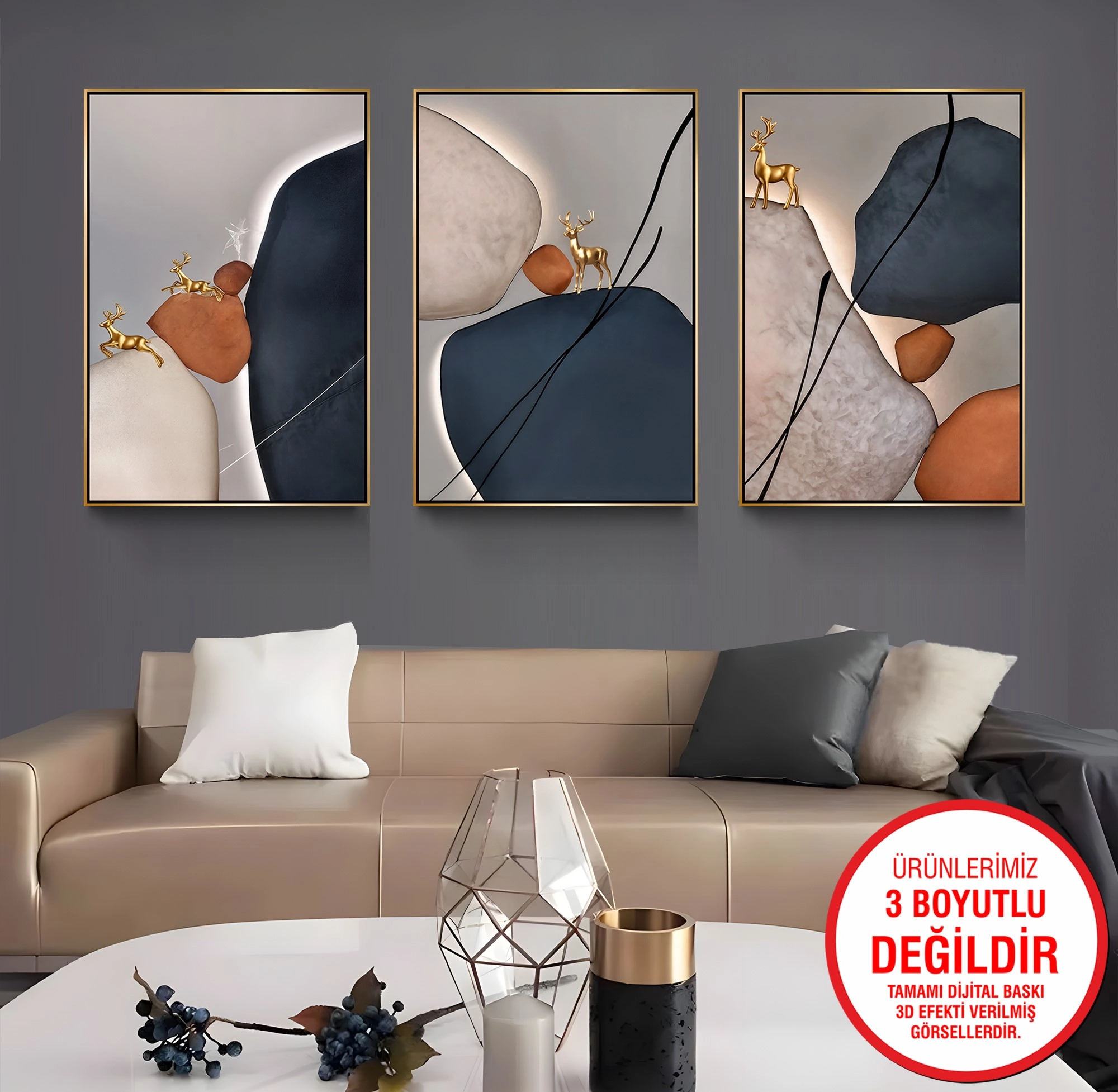 Gold%20Metal%20Çerçeveli%20Soyut%203’lü%20Kanvas%20Tablo%20Seti
