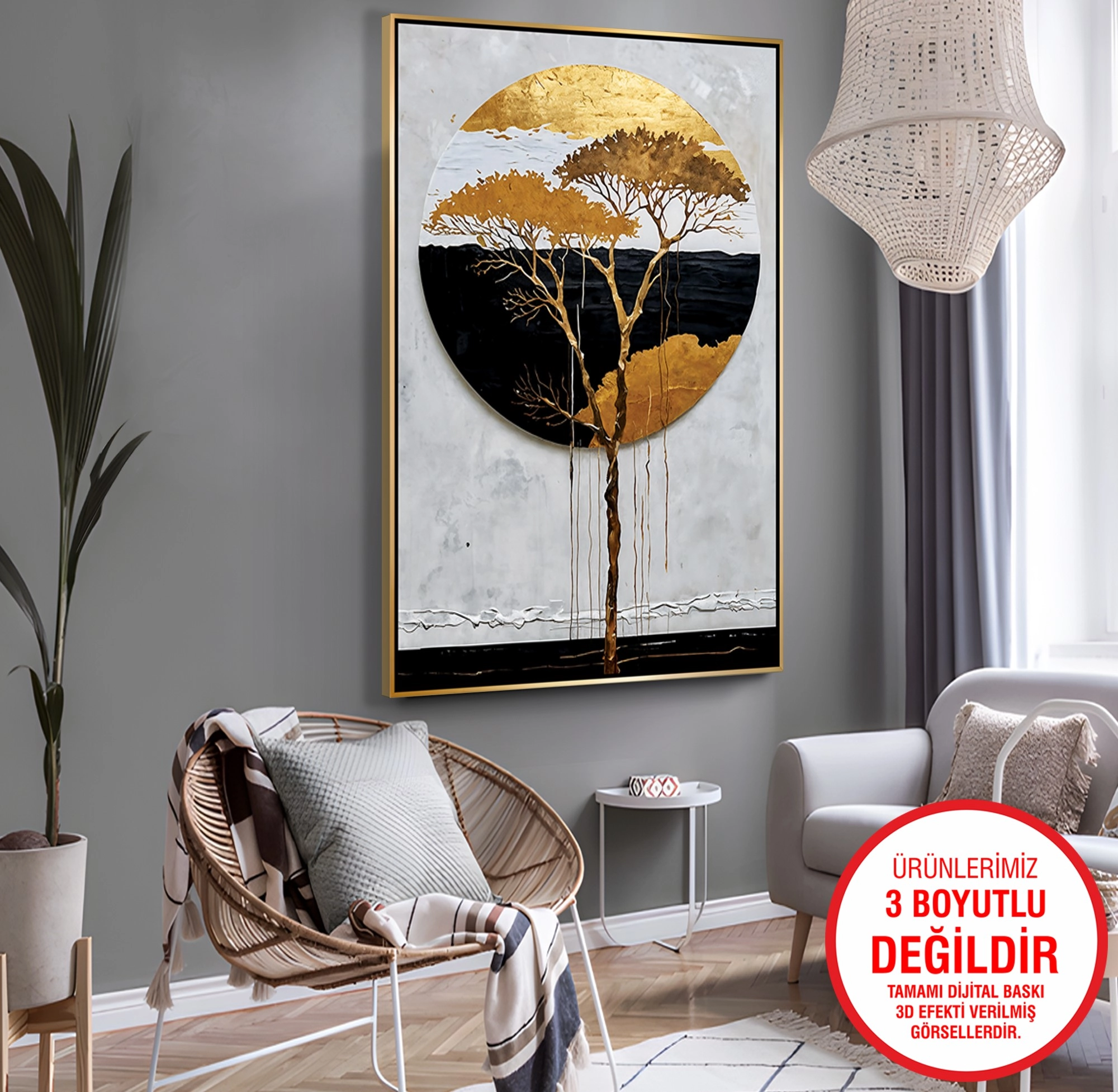 Gold%20Metal%20Çerçeveli%20Kabartma%20Görünümlü%20Ağaç%20Kanvas%20Tablo