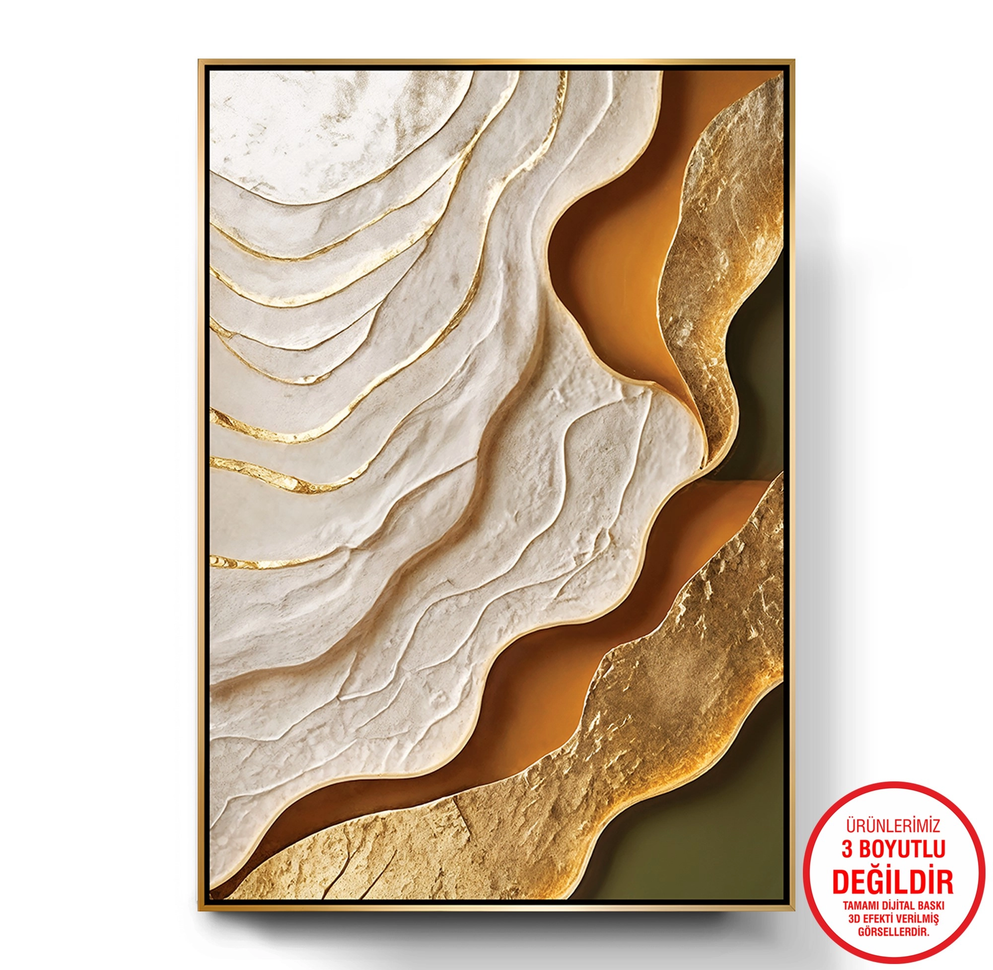 Gold%20Metal%20Çerçeveli%20Kabartma%20Görünümlü%20Soyut%20Desen%20Kanvas%20Tablo