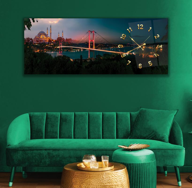 Saatli%20İstanbul%20Gece%20Cam%20Tablo