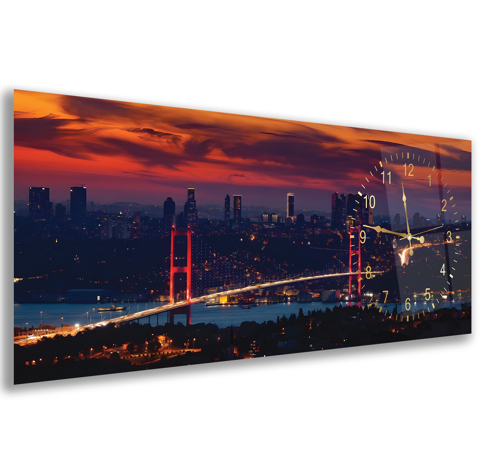 Saatli%20İstanbul%20Gece%20Cam%20Tablo
