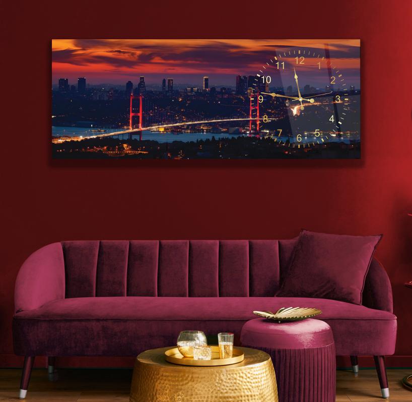 Saatli%20İstanbul%20Gece%20Cam%20Tablo