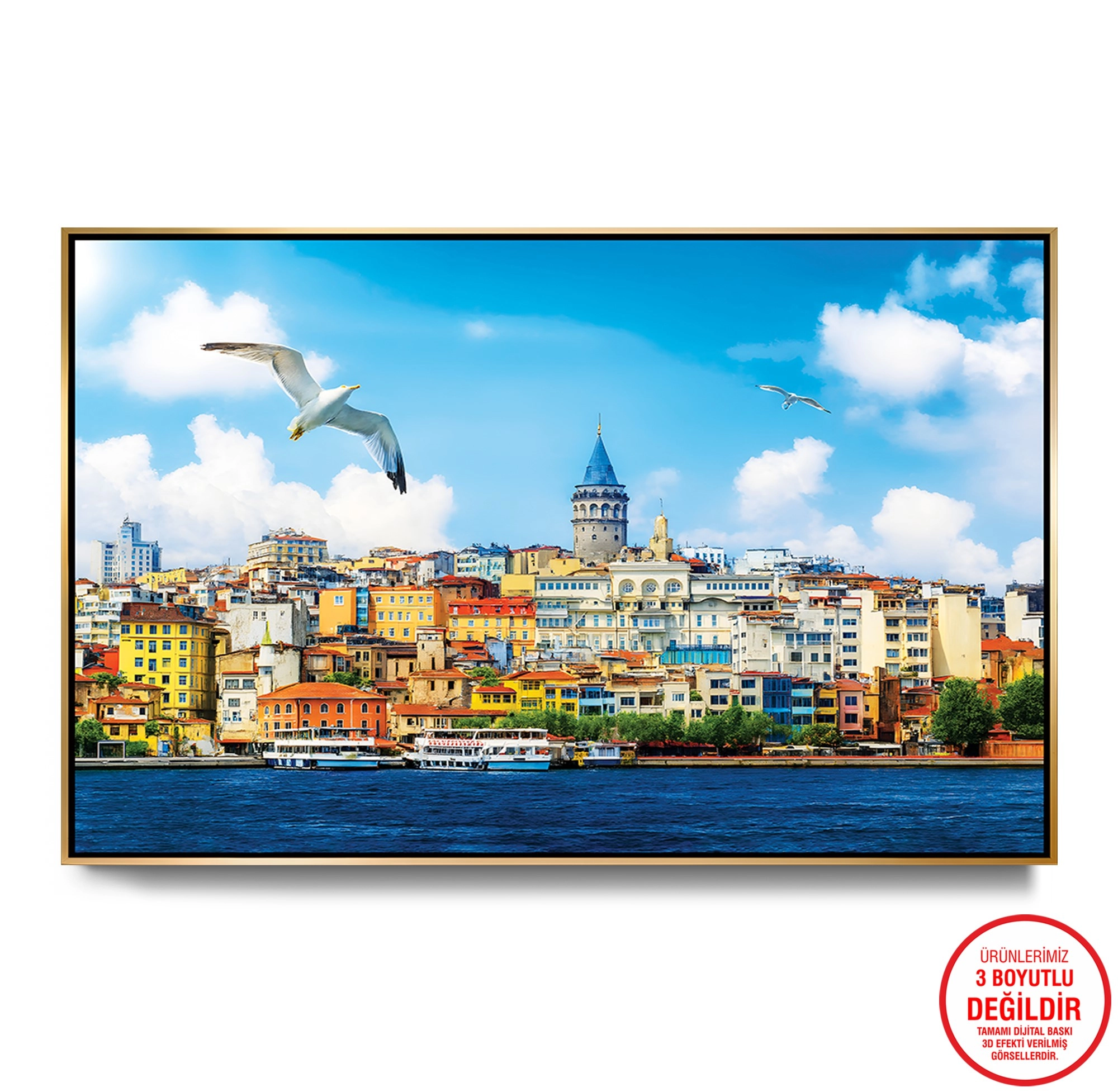 Gold%20Metal%20Çerçeveli%20Kabartma%20Görünümlü%20Galata%20Kulesi%20Kanvas%20Tablo