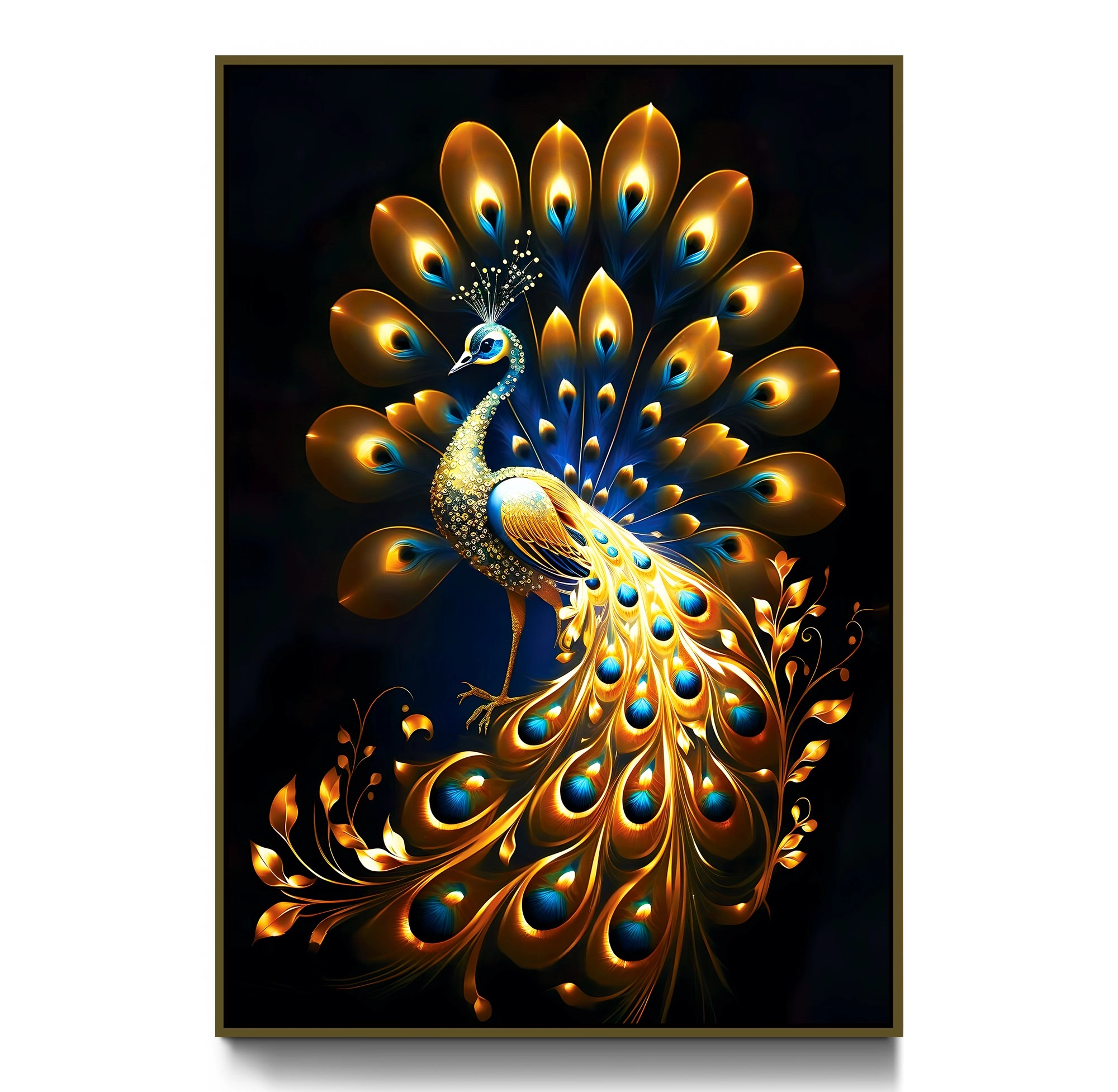 Bronz%20Metal%20Çerçeveli%20Tavus%20Kuşu%20Kanvas%20Tablo