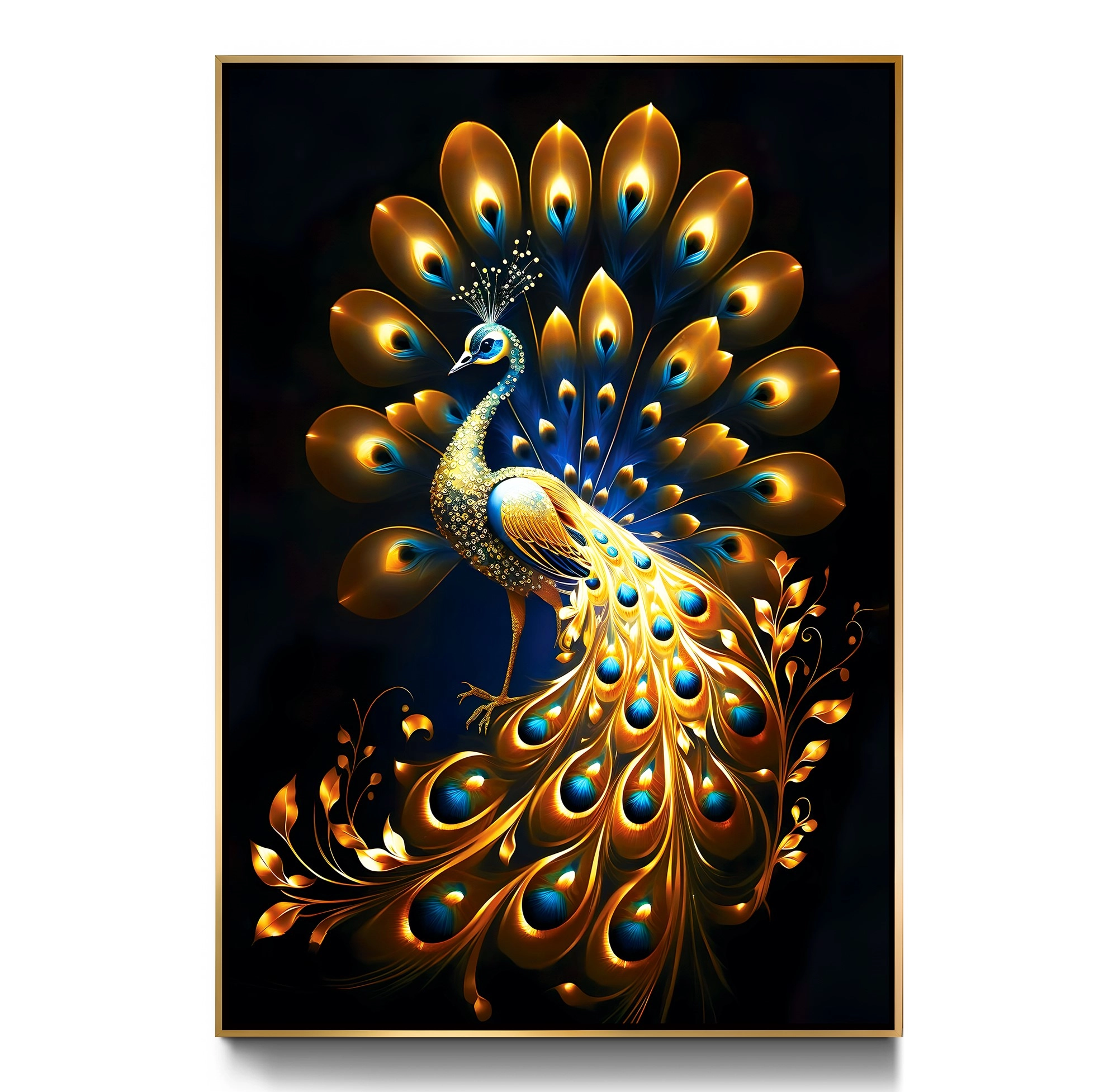 Gold%20Metal%20Çerçeveli%20Tavus%20Kuşu%20Kanvas%20Tablo